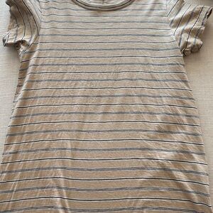rag & bone Tan and Blue Striped Short Sleeve Tee